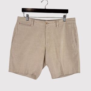 UNTUCKit Mens Shorts Khaki St Julien Chino Linen Flat Front Casual Beach Size 34
